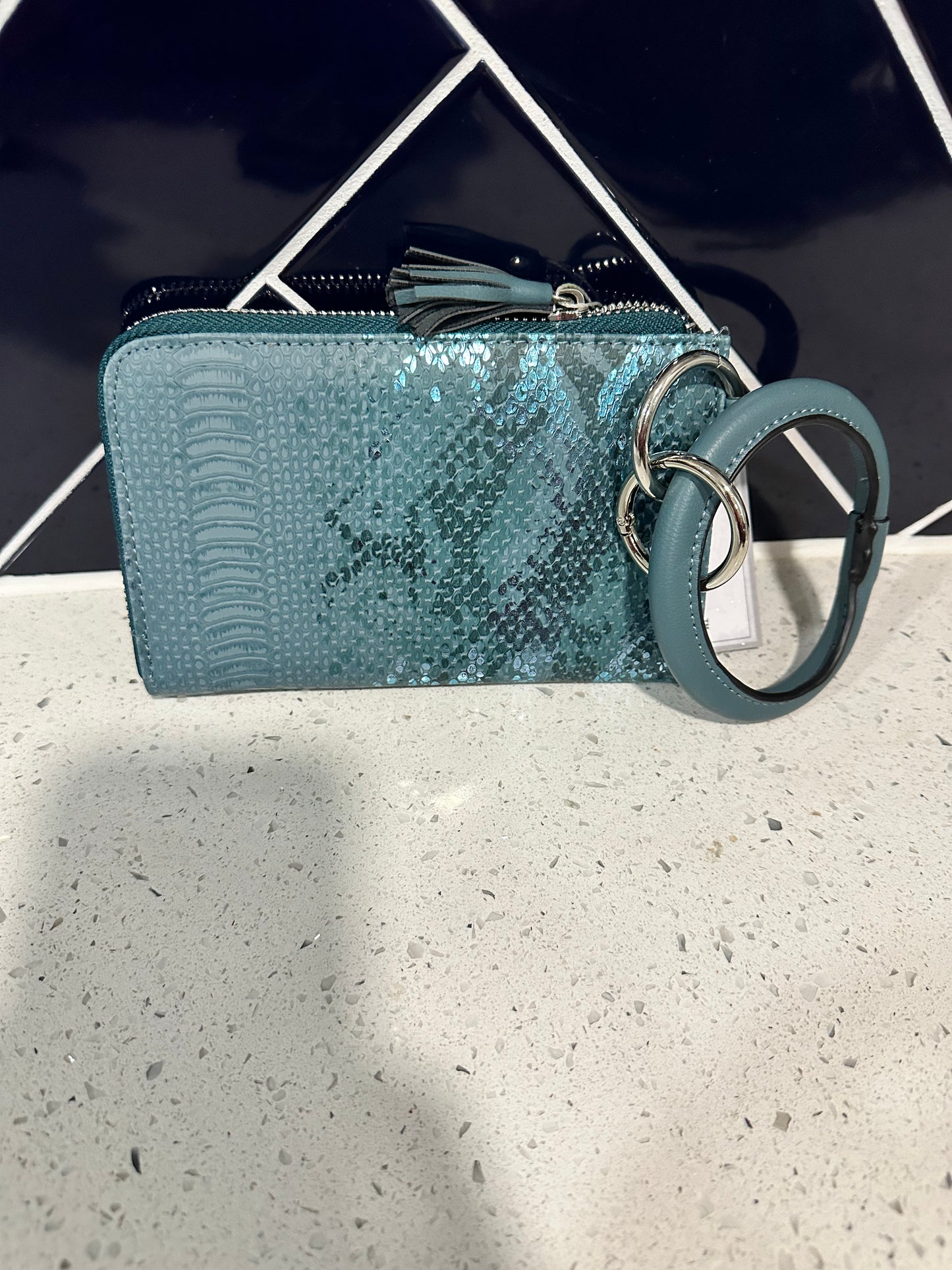 Liv snake skin wristlet