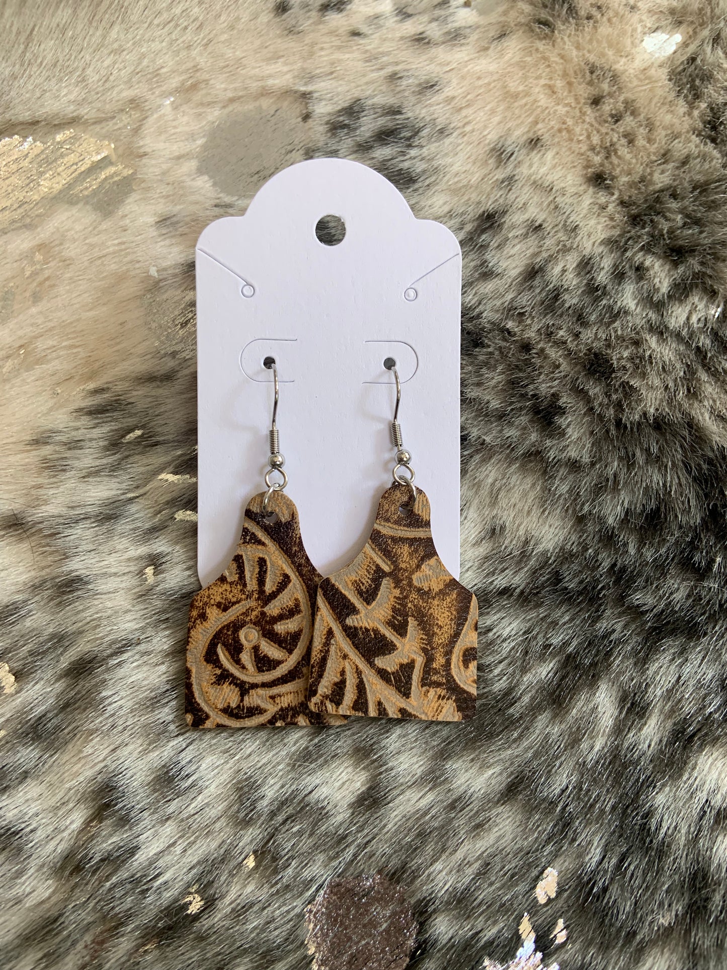 Cow tag earrings